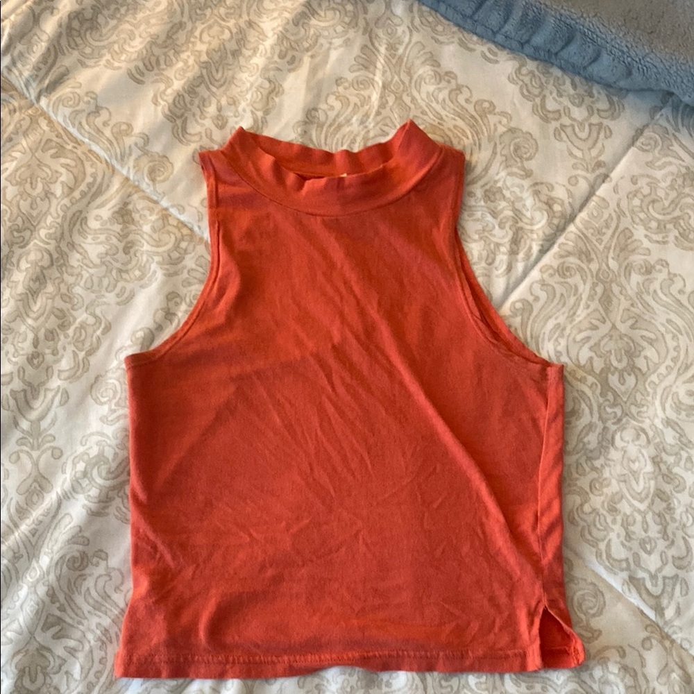 Color Story Orange Sleeveless Crop Muscle Tee